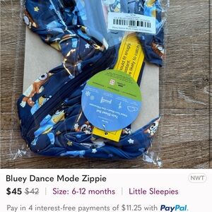 Little Sleepies Bluey Dance Mode Zippie